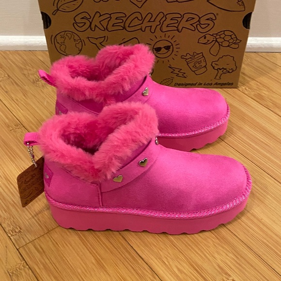 Skechers Kids' Fuchsia Boots with Heart Accents - Picture 5 of 7